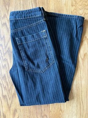 Classic Pinstripe Women's Jeans in Dark Blue